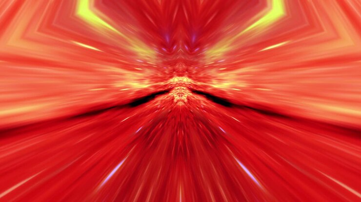 Abstract fantasy glowing fire gold dark yellow orange light tunnel Abstract background for VJ disco music. 4K 3D seamless loop psychedelic kaleidoscope
