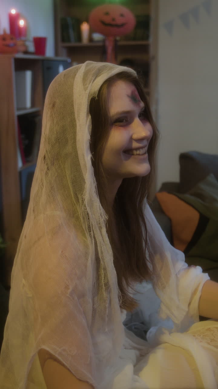 Woman in Ghost Costume for Halloween