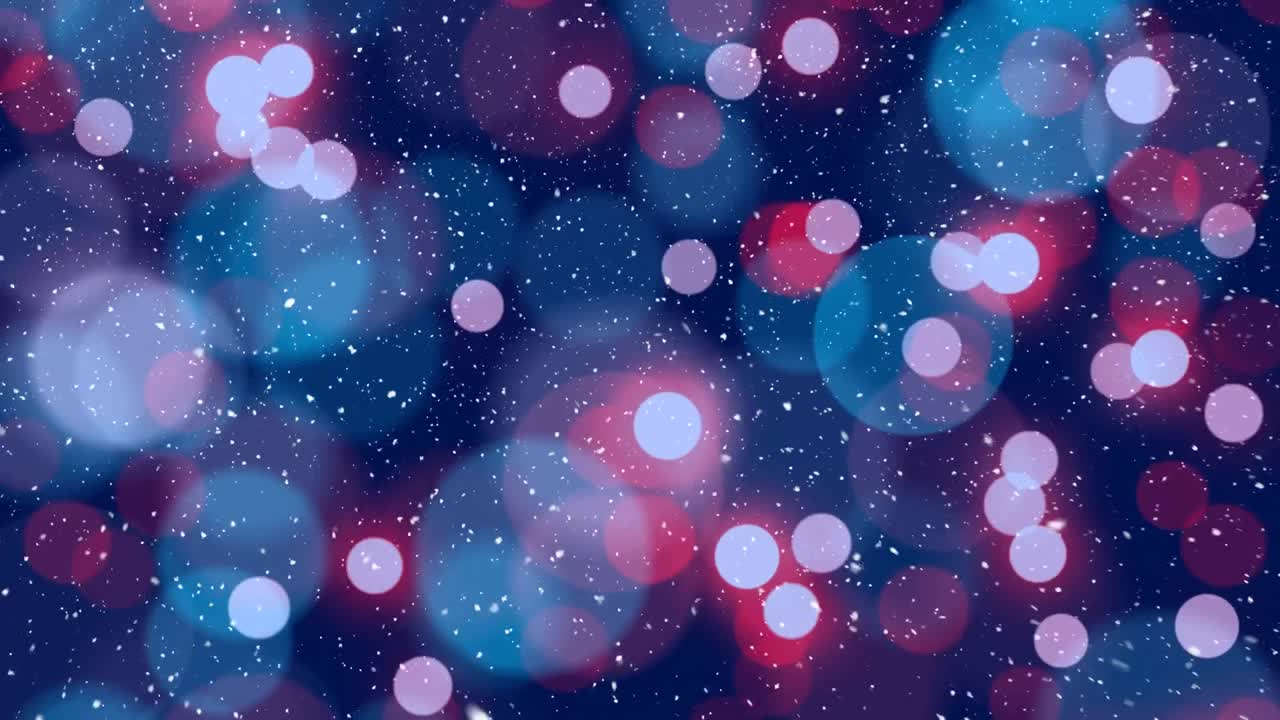 보케 빛의 크리스마스 원과 함께 눈이 내리고 있습니다.