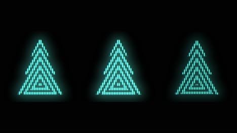 pulsing geometric green christmas trees with neon light in casino style