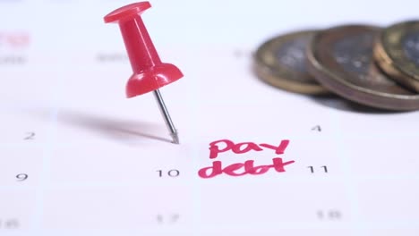 pay debt reminder on calendar