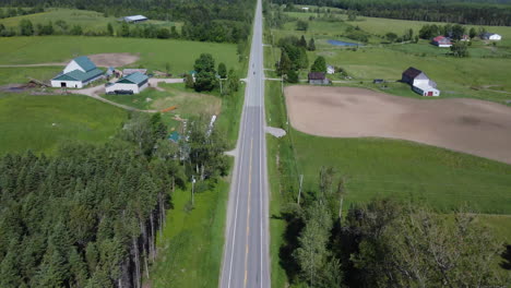 road drone shot in estrie quebec canada