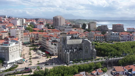 Church-Sainte-Eugénie-in-Biarritz-aerial-sunny-day-beautiful-destination