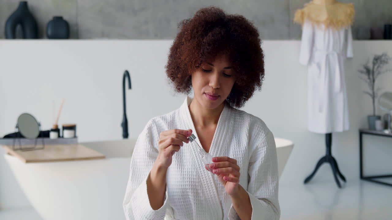 Woman doing her selfcare routine