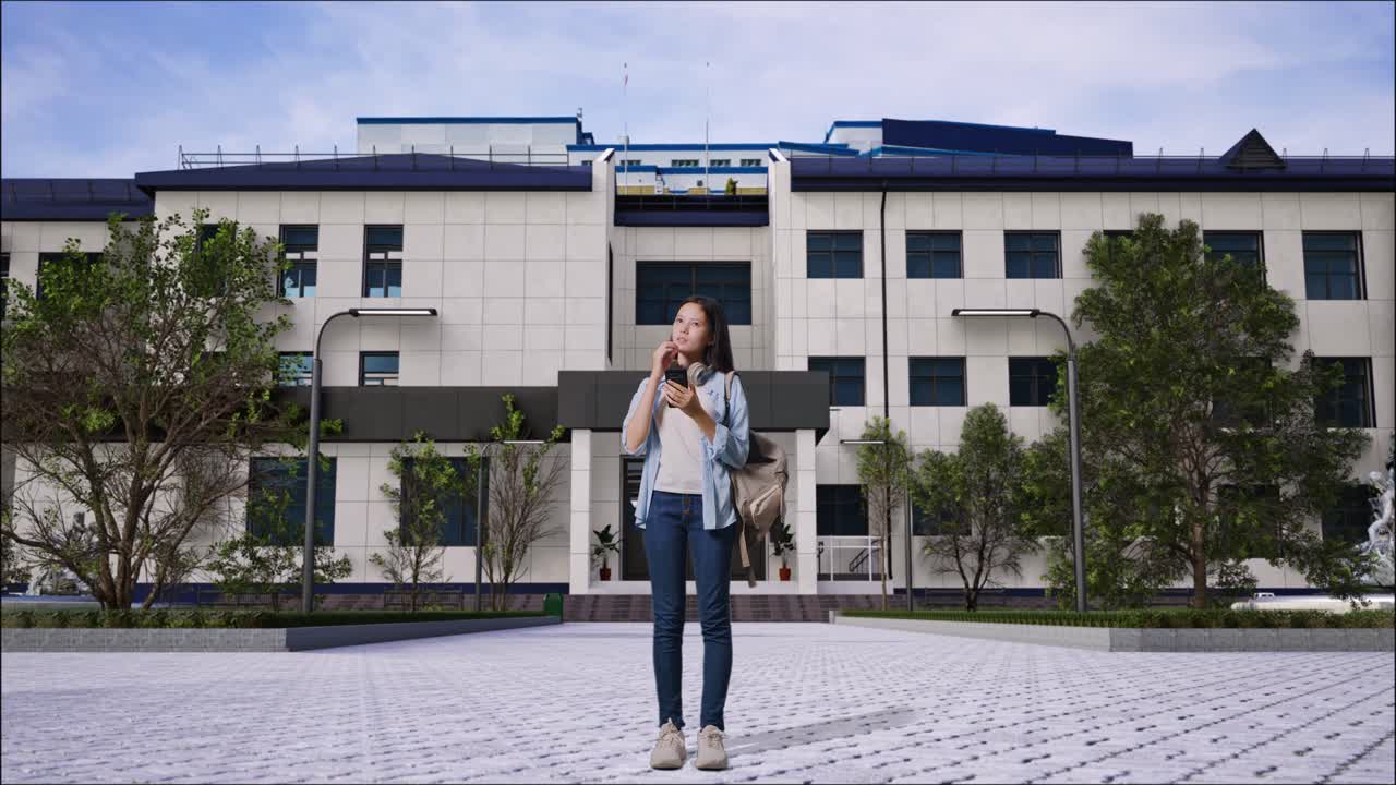 estudiante en el campus