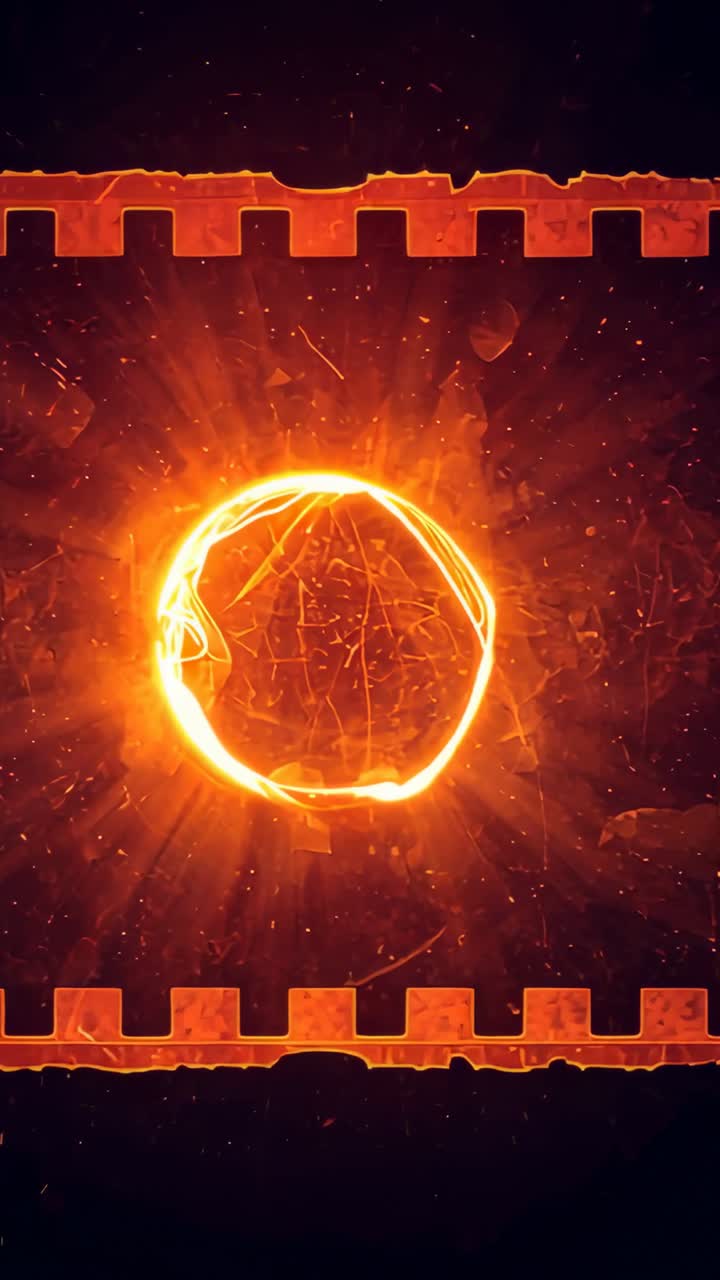 Vertical video: Flaring driving ring pulsing in furnace, releasing energy, crenel bars glowing