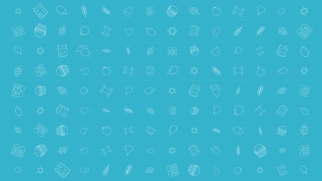 shavuot holiday flat design animation background with traditional outline icon symbols