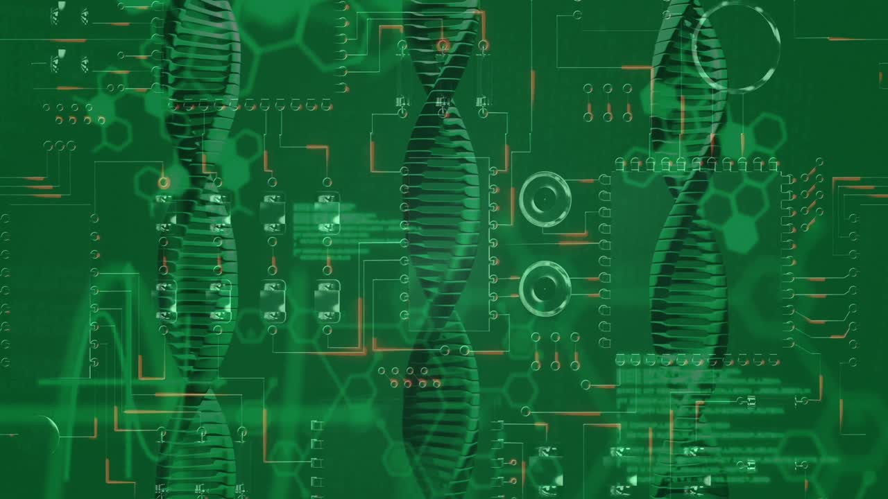 녹색 바탕에 의료 데이터 처리의 애니메이션