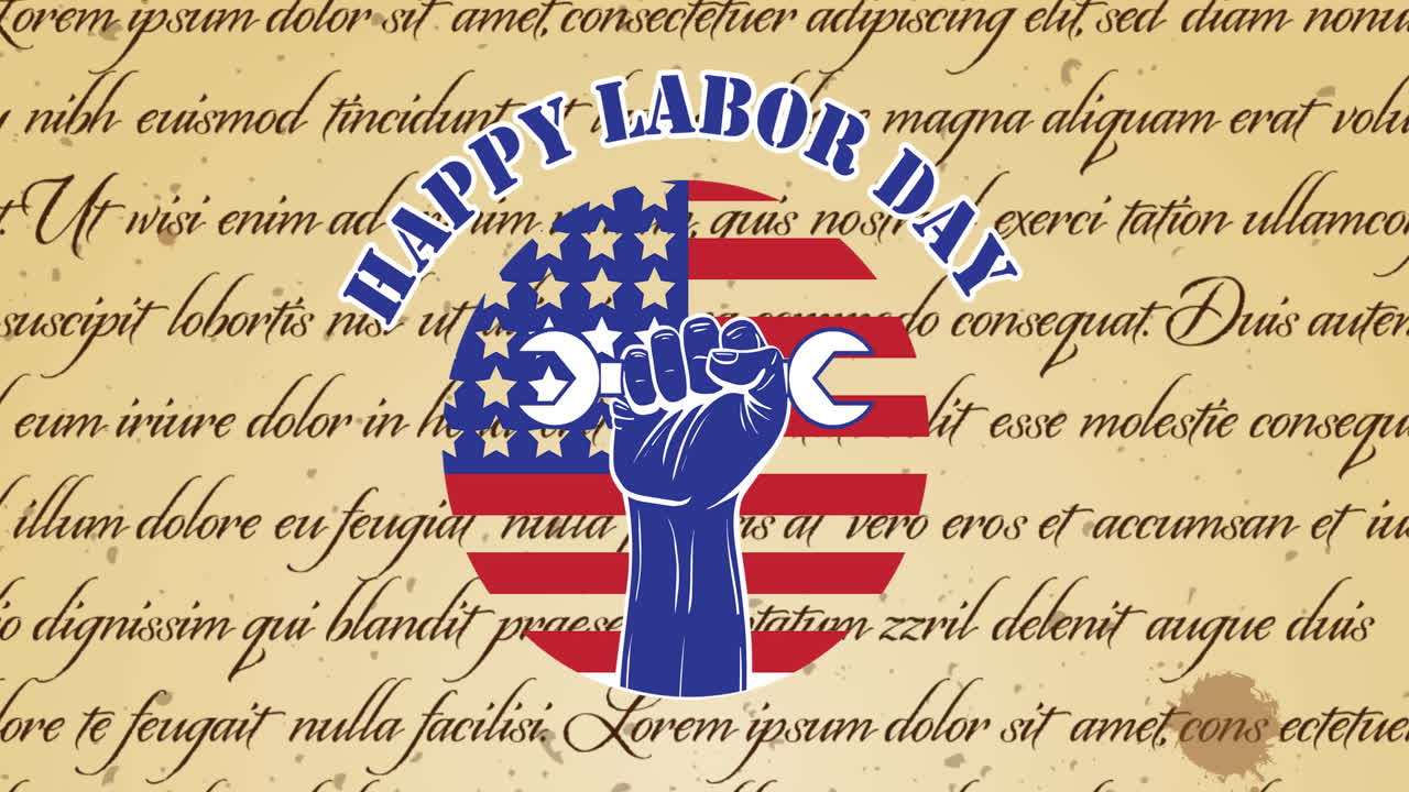 헌법 위에 노동의 날 텍스트의 애니메이션