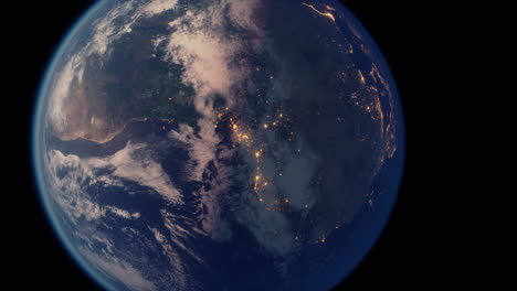 Sphere-of-nightly-Earth-planet-in-outer-space
