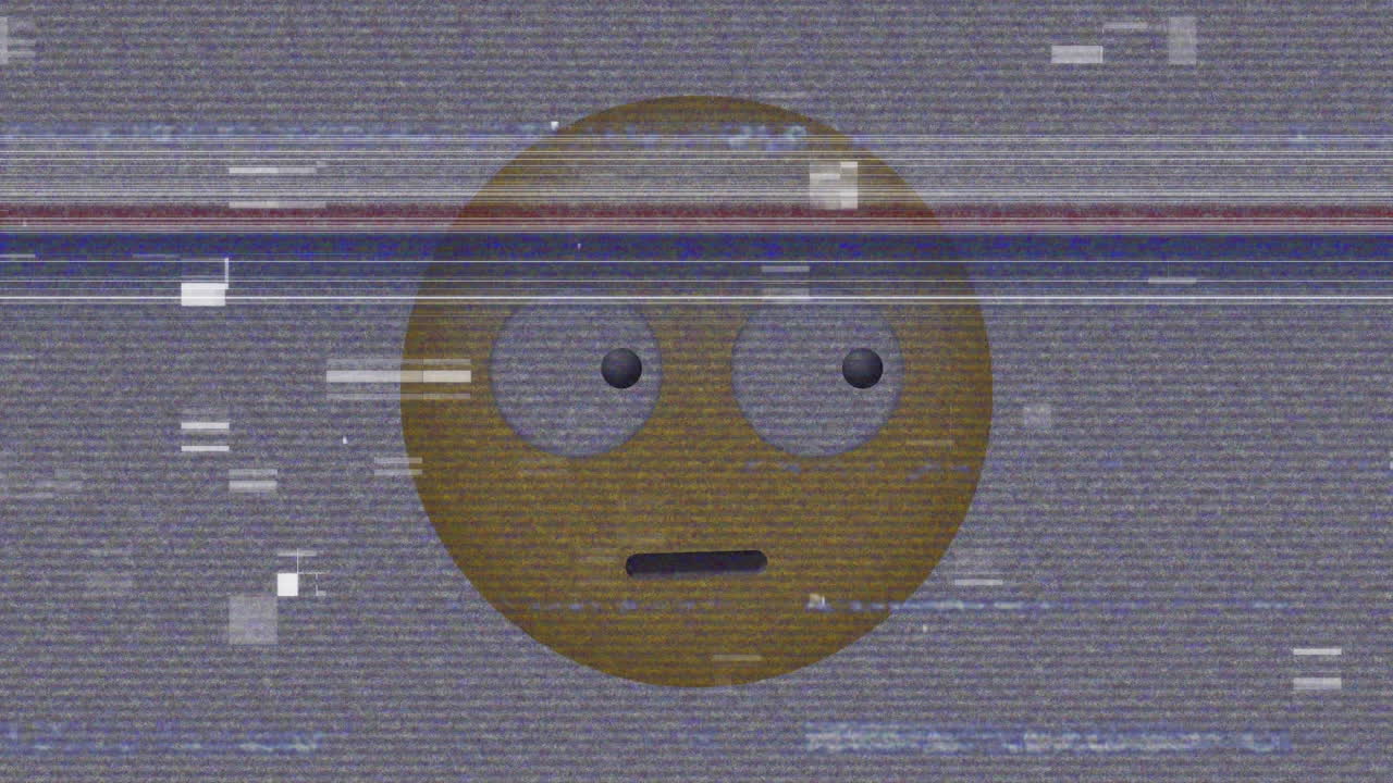 animación del icono de emoji asustado sobre los ruidos en la pantalla