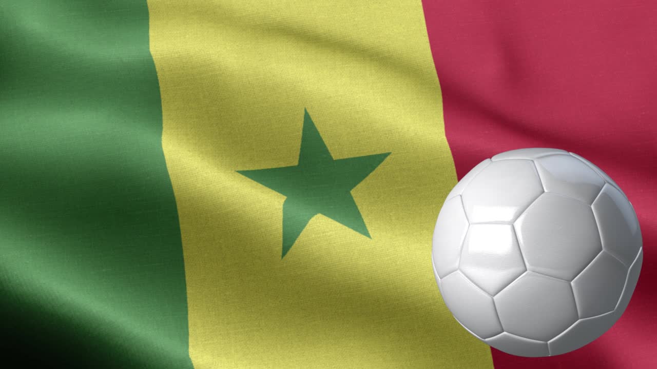 Flag Of Senegal and soccer ball - Senegal Flag High Detail - National flag Senegal wave Pattern loopable Elements