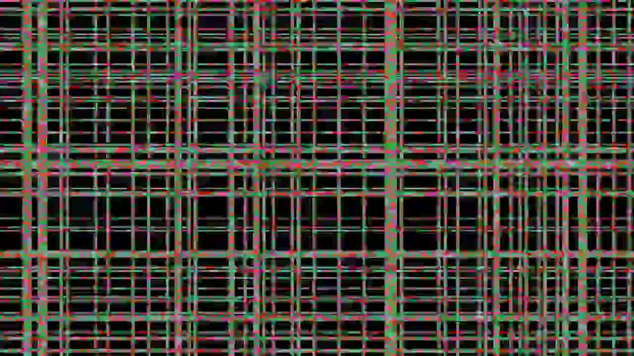 Abstract Digital Grid Pattern with Shifting Colorful Lines