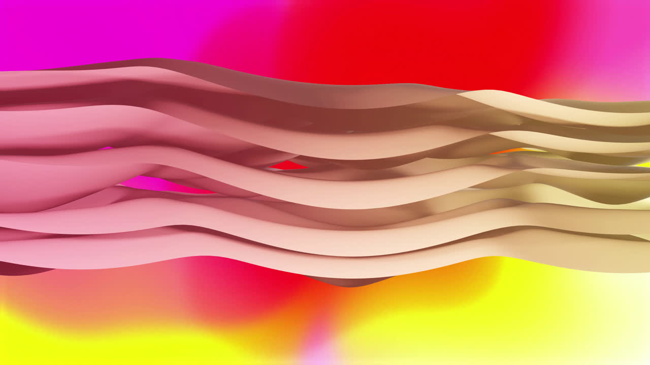 Animation of waving layers moving over multi coloured background