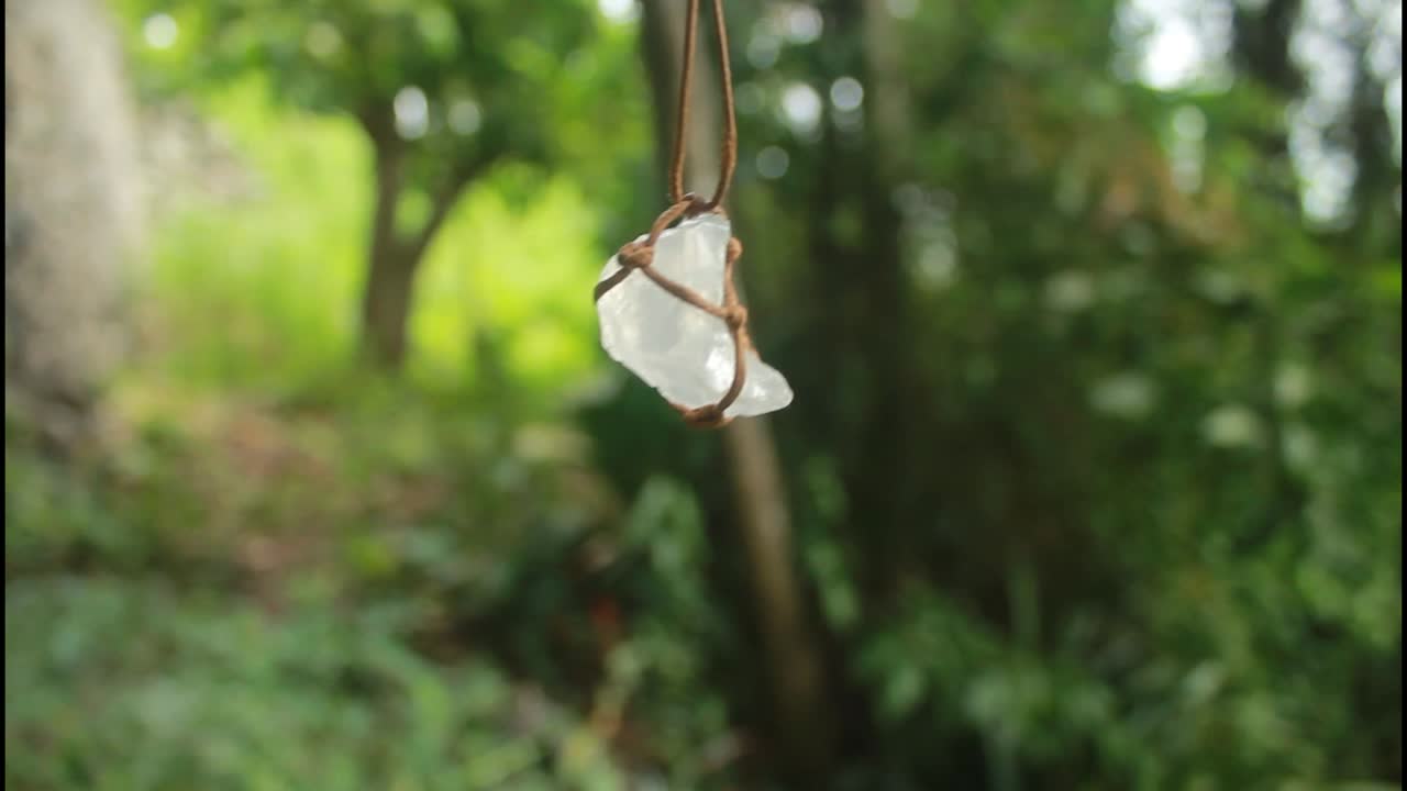 Handmade Crystal Necklace in Forest Setting