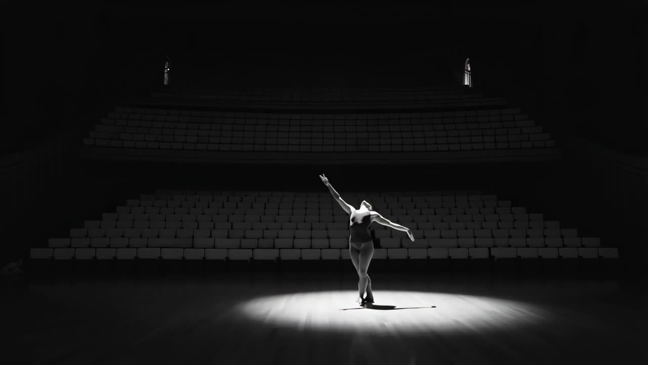 A dancer on stage in a spotlight