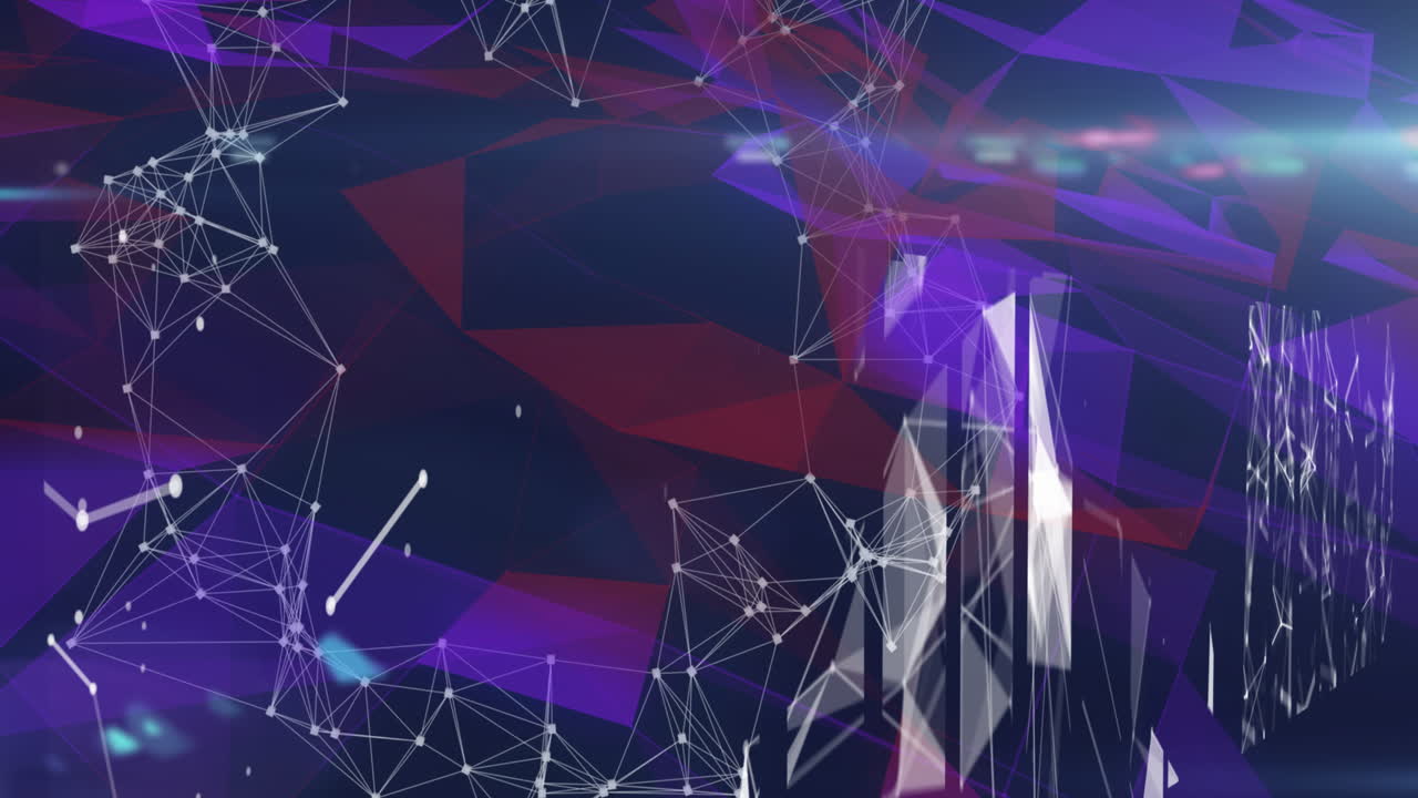 animación de una red de conexiones y formas sobre fondo negro