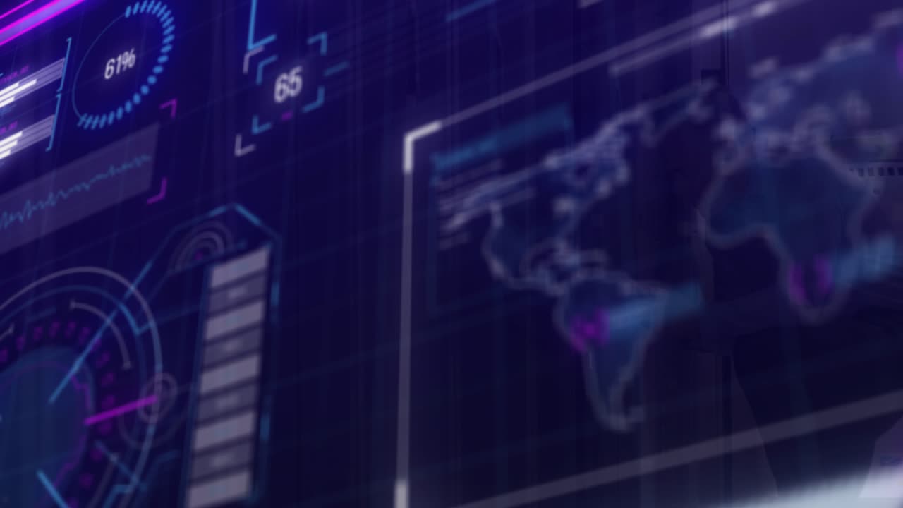 Animation of text with globe and network of connections