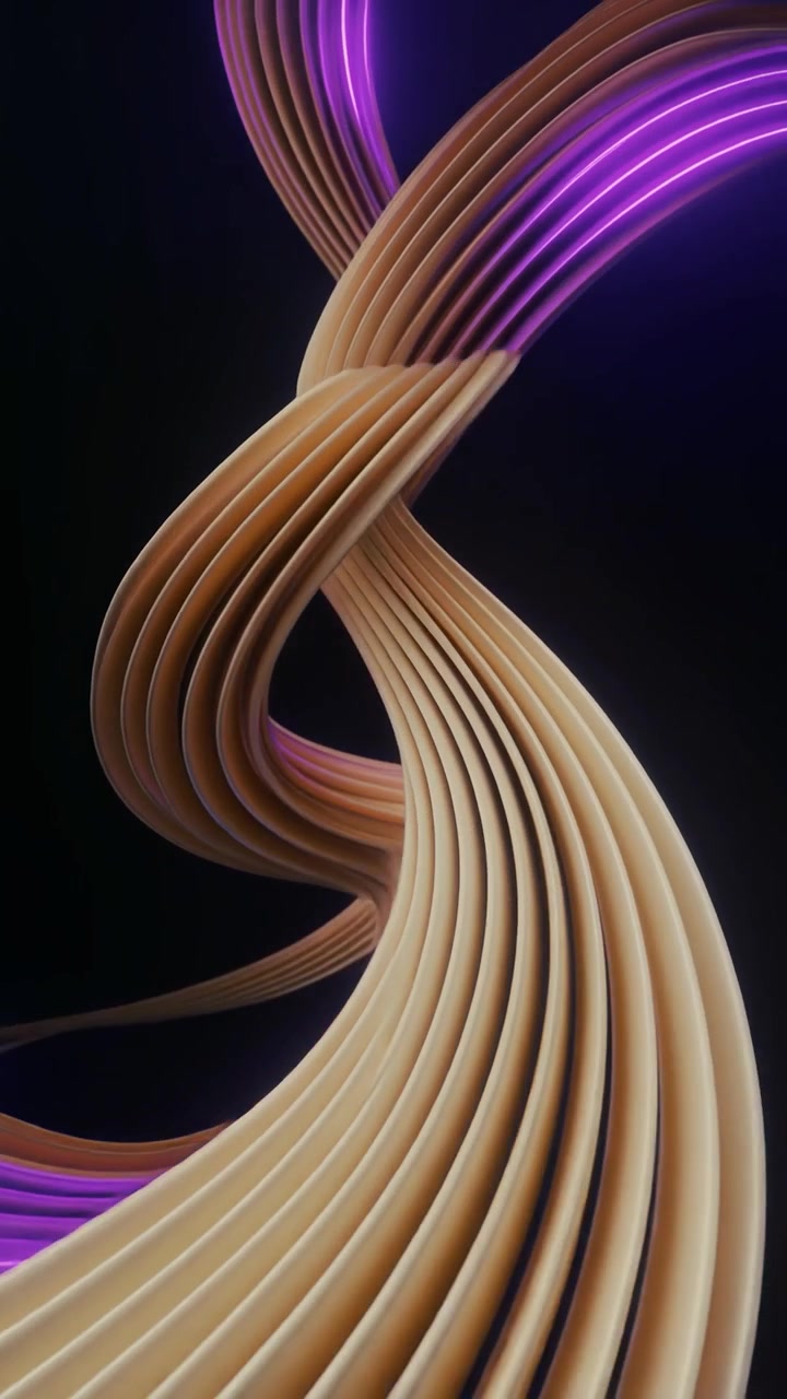 Seamless Loop of Abstract Ribbons with Glowing Purple Light