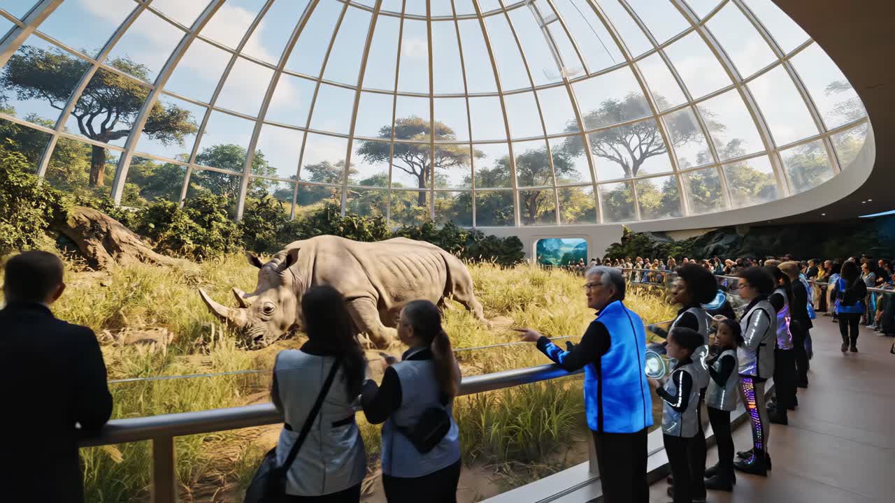 Rhino Exhibit at a Modern Zoo