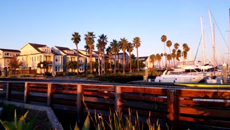 Sunrise-over-a-retirement-community-near-luxury-sail-boats-in-the-marina