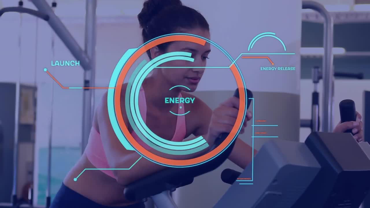 체육관에서 운동하는 두 인종의 운동선수에 대한 스 스캔의 애니메이션