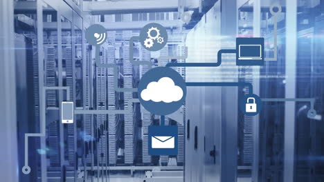 animation of network of connections cloud computing