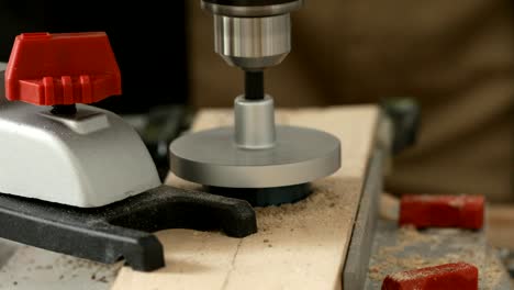 circular hole saw drill bit in action, close-up