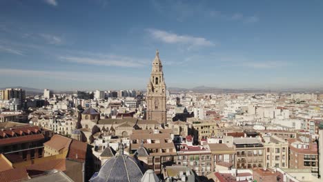 distinctive and ornate bell tower of murcia cathedral