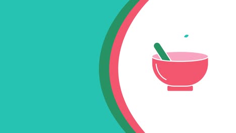 video en 4k de dibujos animados de comida saludable en un tazón.