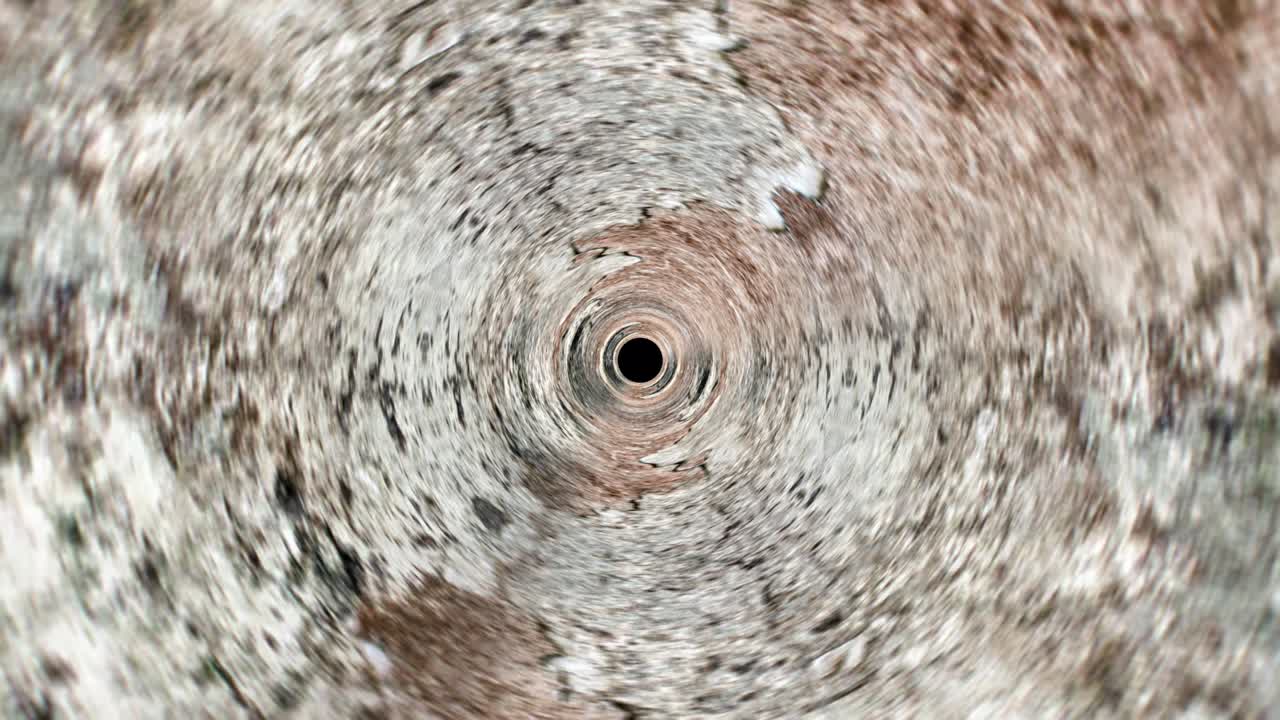 movimiento abstracto gráfico círculo de bucle grunge piedra psicodélica torsión en el fondo del túnel luz de vórtice de hélice multicolor. patrón de bucle 4k brillo marrón redondo rayado giratorio hipnótico