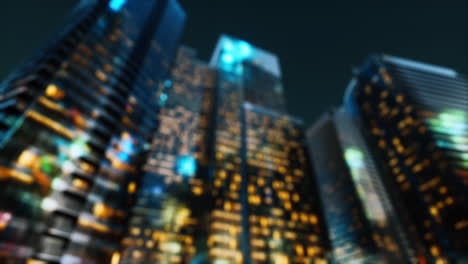 abstract blurred bokeh at night of city as for business district background