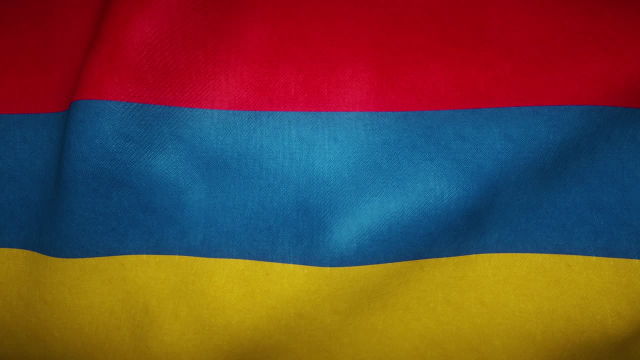 アルメニアの国旗が風に振り回される