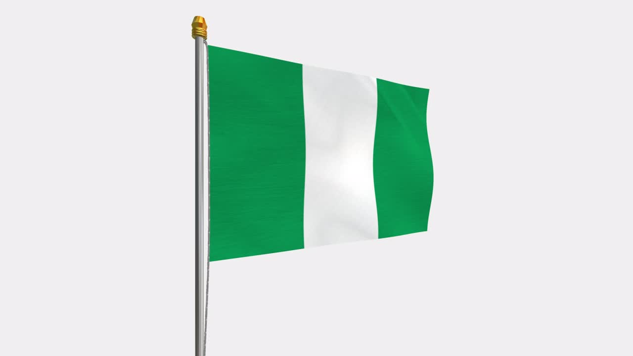 video de bucle de la bandera de nigeria revoloteando en el viento, video en cámara lenta de 4k, con canal alfa