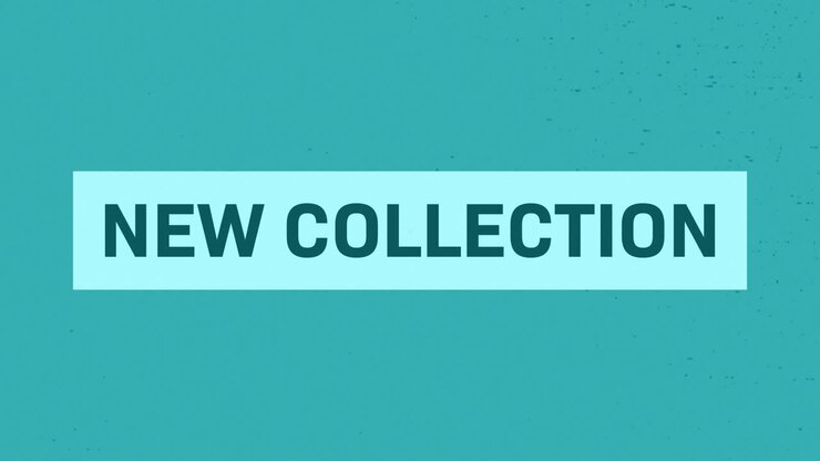 Animatie van de tekst 'nieuwe collectie' over gloeiende en kleurrijke geometrische vormen