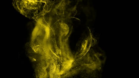4k luminous particles move in liquid flow and stumble upon a force field in the center of frame pushing apart particles, place for text or a logo. luma matte as alpha channel. yellow