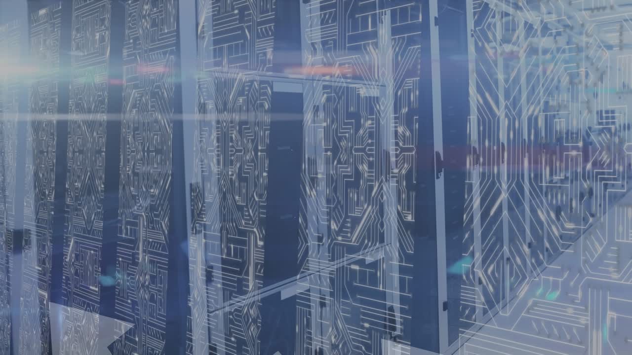 Animation of data processing over server room