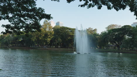 lago en el parque verde paisaje natural lumpini parque público bangkok prores