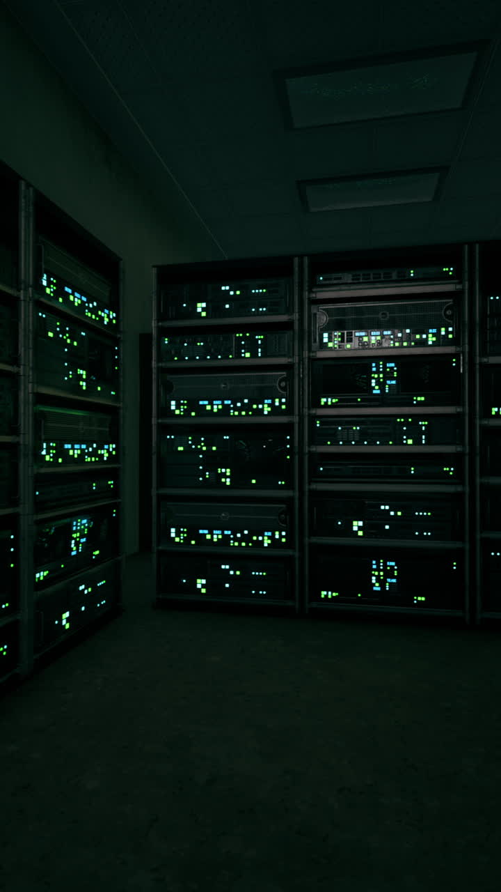 sala de servidores con estantes de servidores