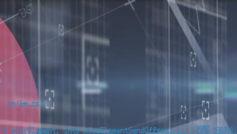 animación del procesamiento de datos financieros sobre el globo y la turbina eólica
