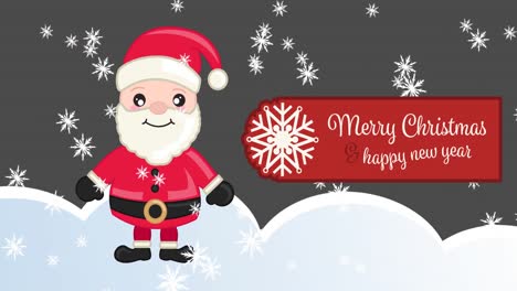 Animation-of-chrismas-greetings-and-santa-claus-over-grey-background