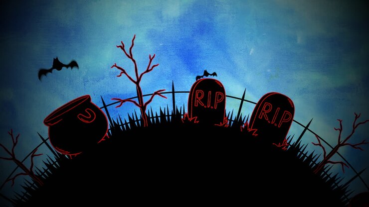 halloween-hintergrundanimation mit särgen 1