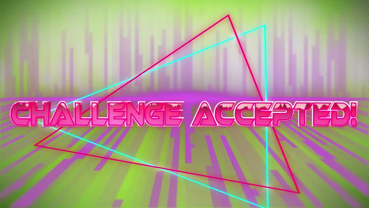 animación de la moneda de desafío aceptada en el espacio abstracto colorido digital