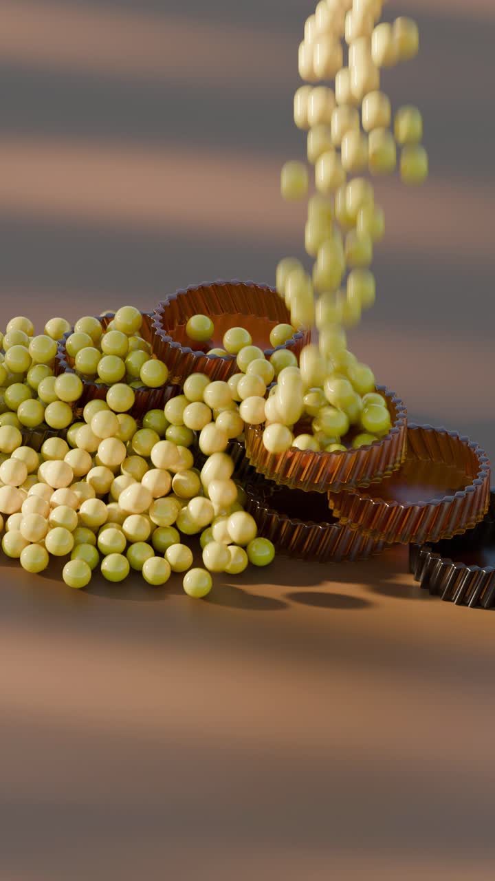 구체와 용기의 추상적인 기하학적 배열