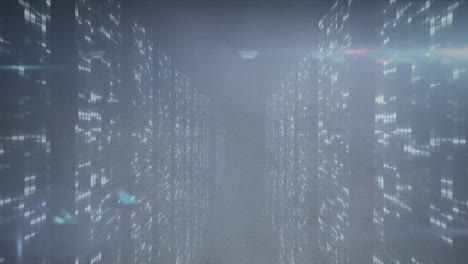 animación de senderos de luz y columnas móviles sobre fondo negro