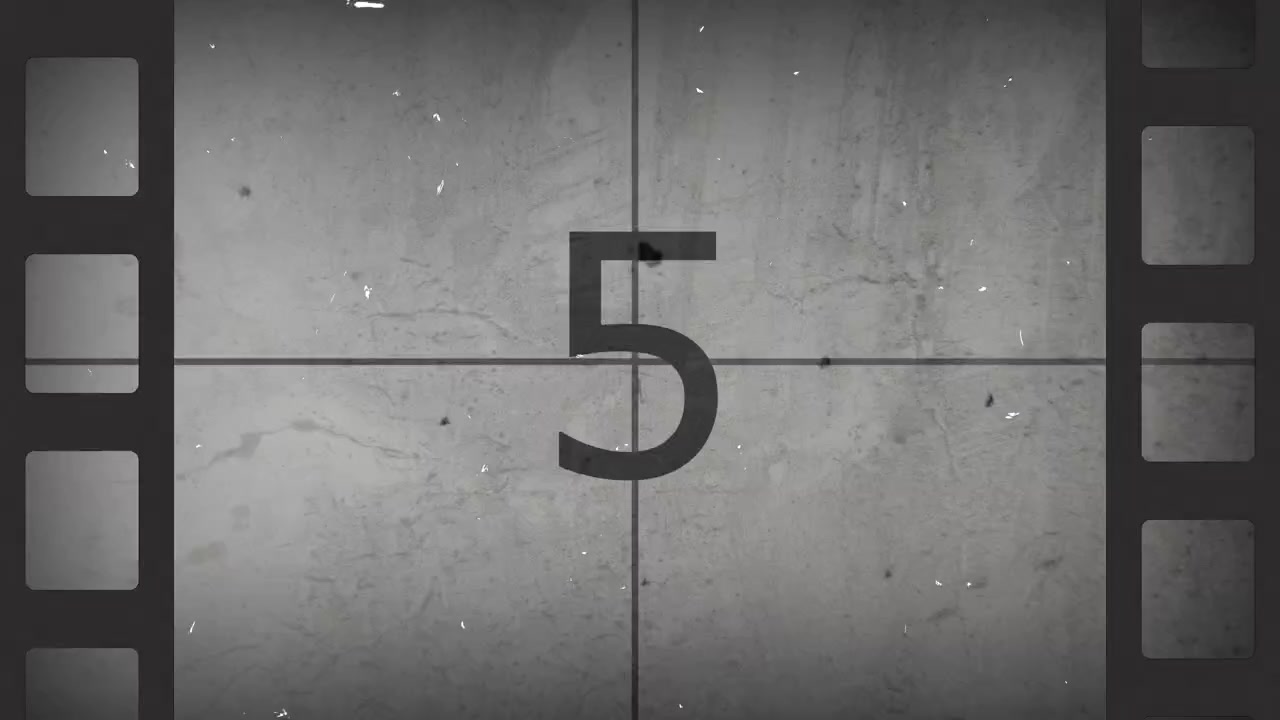 Classic Black and White Film Countdown with Scratches