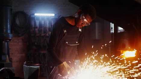 blacksmith working in a forge