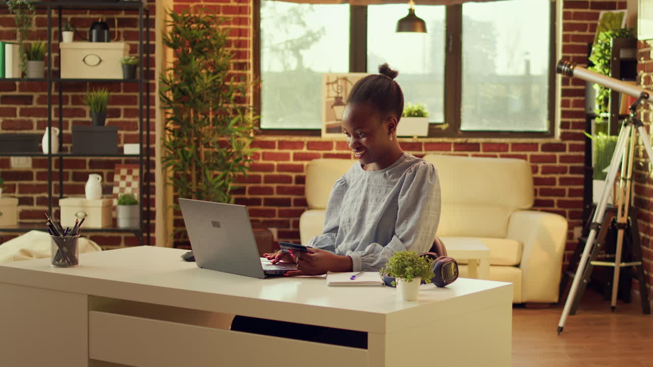 Excited woman does online shopping