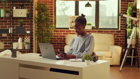 excited woman does online shopping