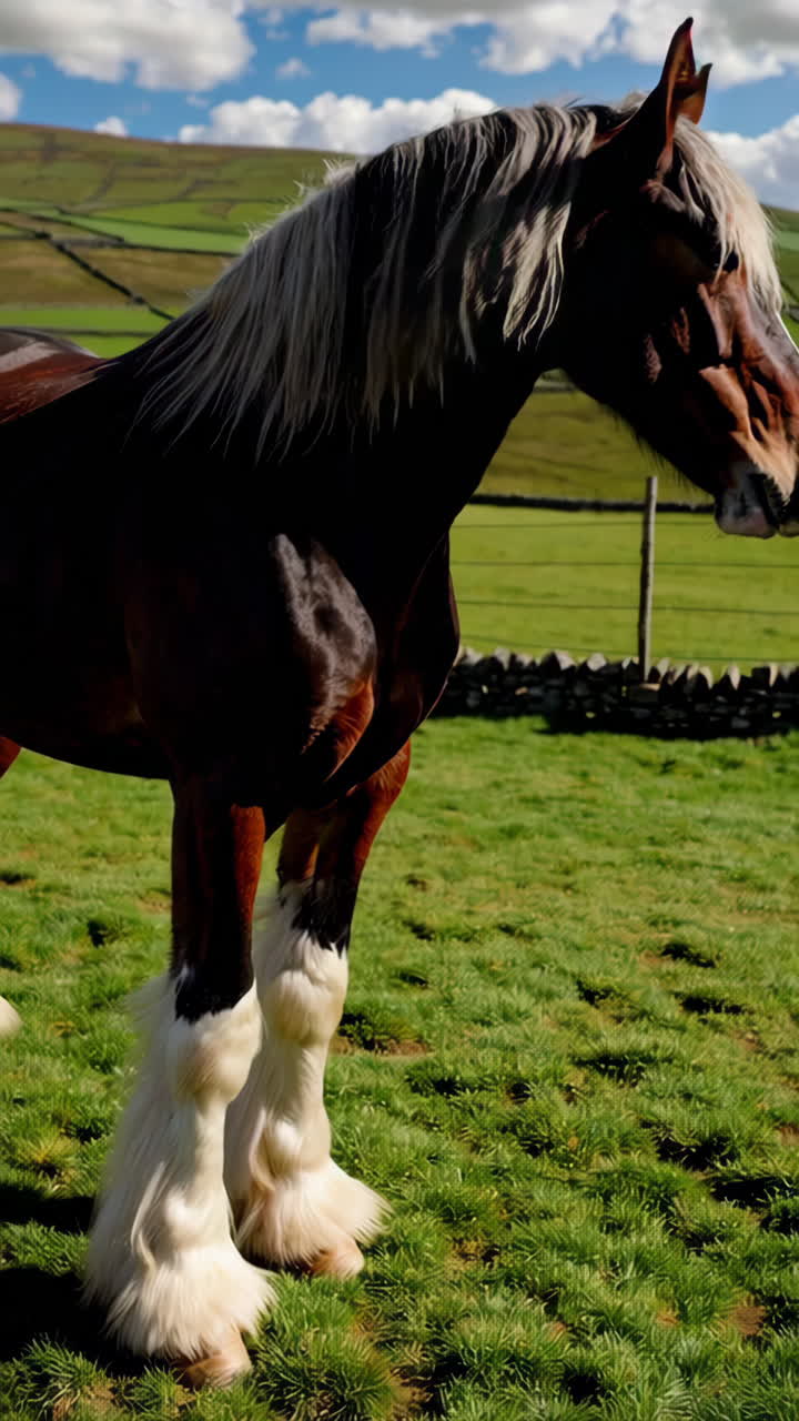 Clyde Stallion in a Green Field